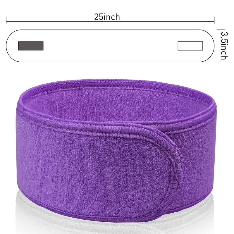 Denfany Spa Headband 3 Pack Ultra Soft Adjustable Face Wash Headband for Face Washing, Shower, Makeup and Sport (purple) - Image 2